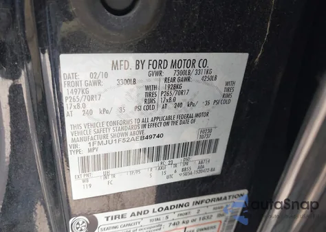 2010 Ford Expedition Xlt from USA, damaged, VIN 1FMJU1F52AEB49740